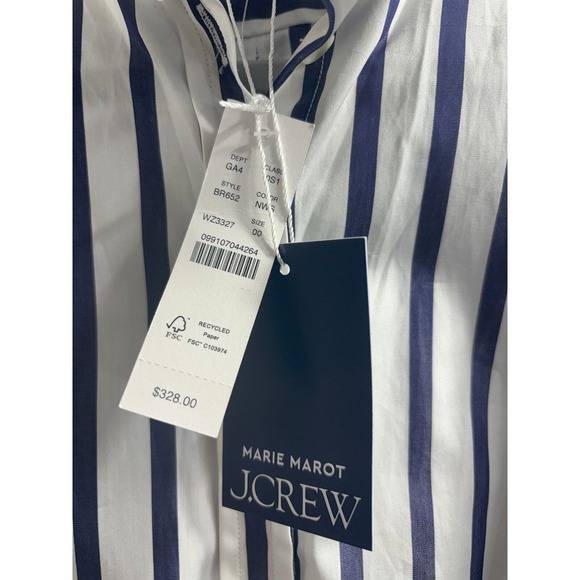 J.Crew x Marie Marot tie-waist shirtdress in Thomas Mason cotton poplin NWT S 00 - Picture 5 of 10